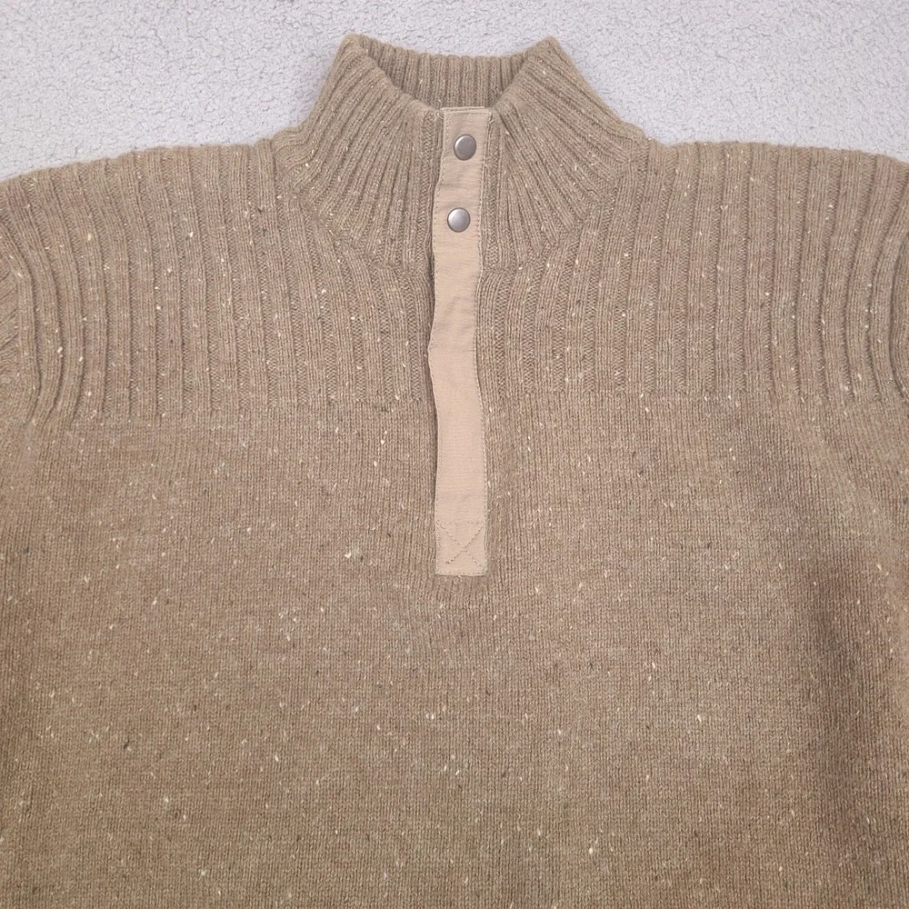 Columbia Sweater Mens XL Brown Speckled Pullover 1/4 Zip XCO Cotton‎ Wool Blend